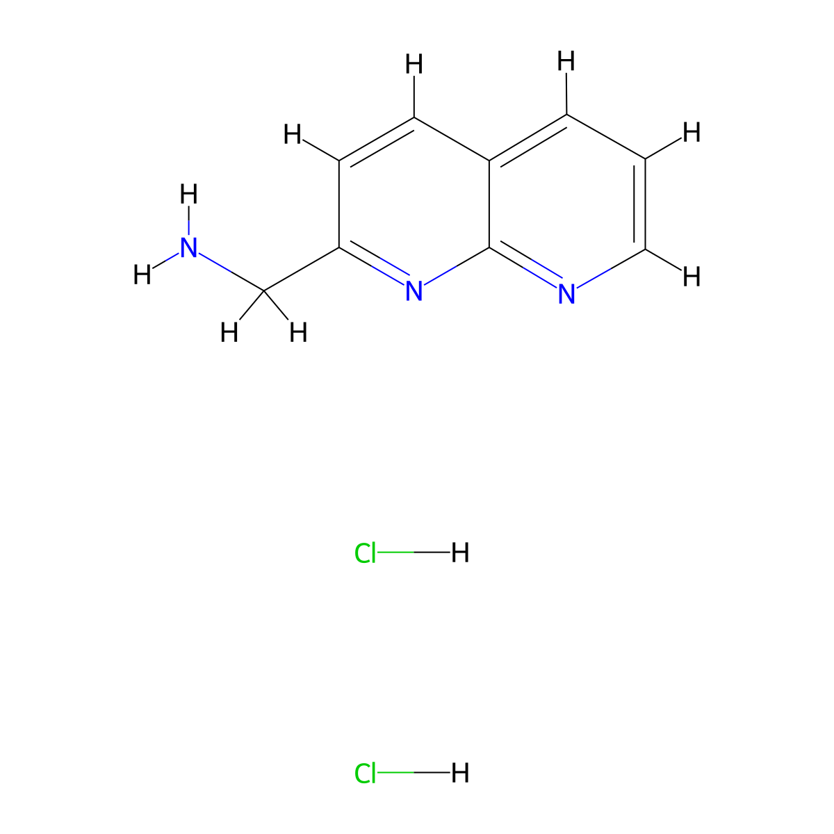 1,8-Naphthyridin-2-ylmethanamine dihydrochloride molecular structure, CAS 2231676-59-6