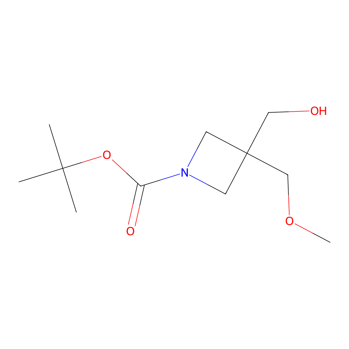 Tert-butyl 3-(hydroxymethyl)-3-(methoxymethyl)azetidine-1-carboxylate molecular structure, CAS 2231676-91-6
