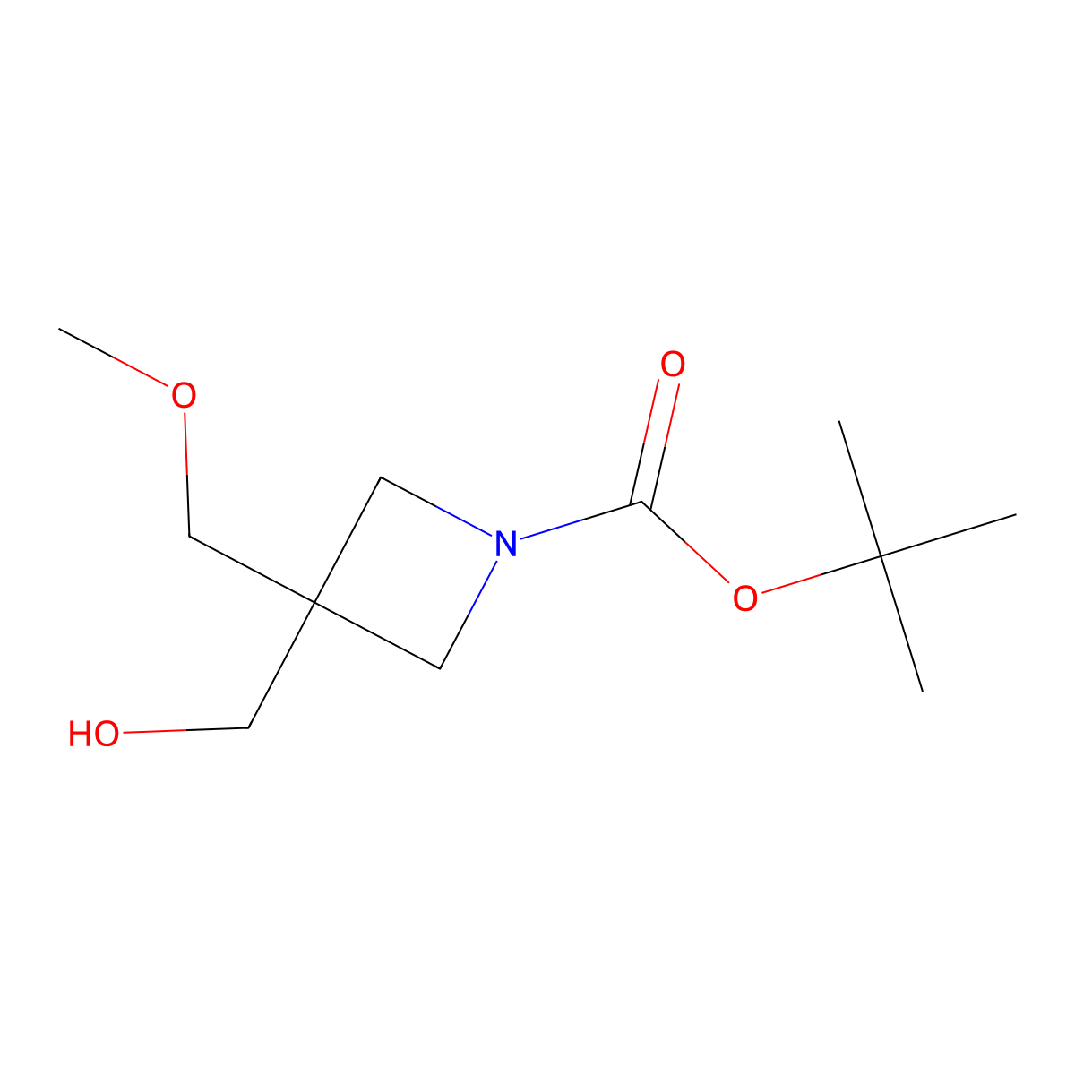 Tert-butyl 3-(hydroxymethyl)-3-(methoxymethyl)azetidine-1-carboxylate molecular structure, CAS 2231676-91-6