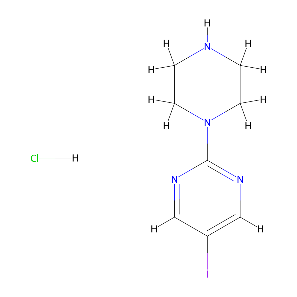 5-Iodo-2-piperazin-1-yl-pyrimidine hydrochloride molecular structure, CAS 2231677-09-9