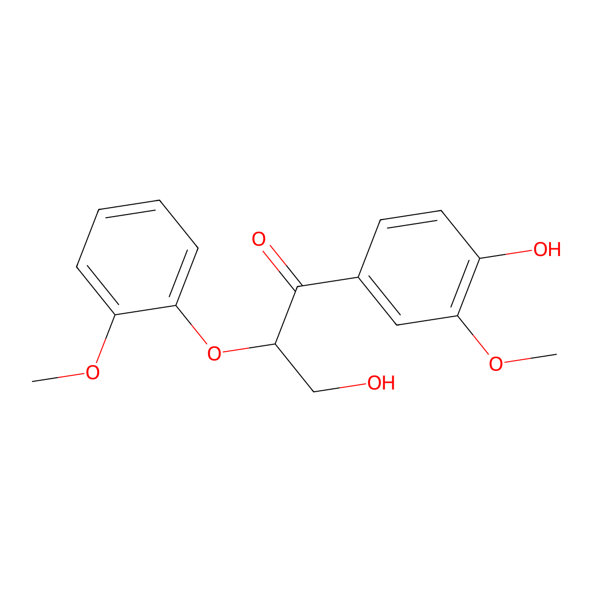 3-Hydroxy-1-(4-hydroxy-3-methoxyphenyl)-2-(2-methoxyphenoxy)propan-1-one molecular structure, CAS 22317-34-6