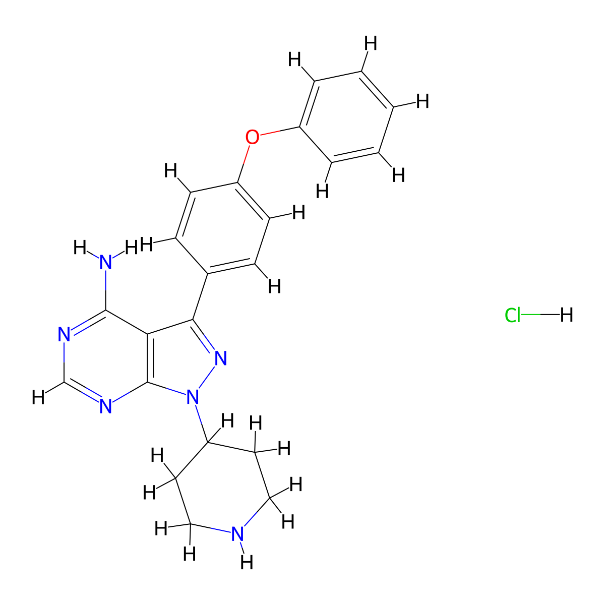 N-piperidine Ibrutinib hydrochloride molecular structure, CAS 2231747-18-3