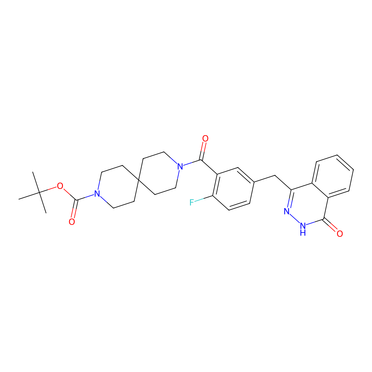 1,1-Dimethylethyl 9-[5-[(3,4-dihydro-4-oxo-1-phthalazinyl)methyl]-2-fluorobenzoyl]-3,9-diazaspiro[5.5]undecane-3-carboxylate molecular structure, CAS 2231754-79-1