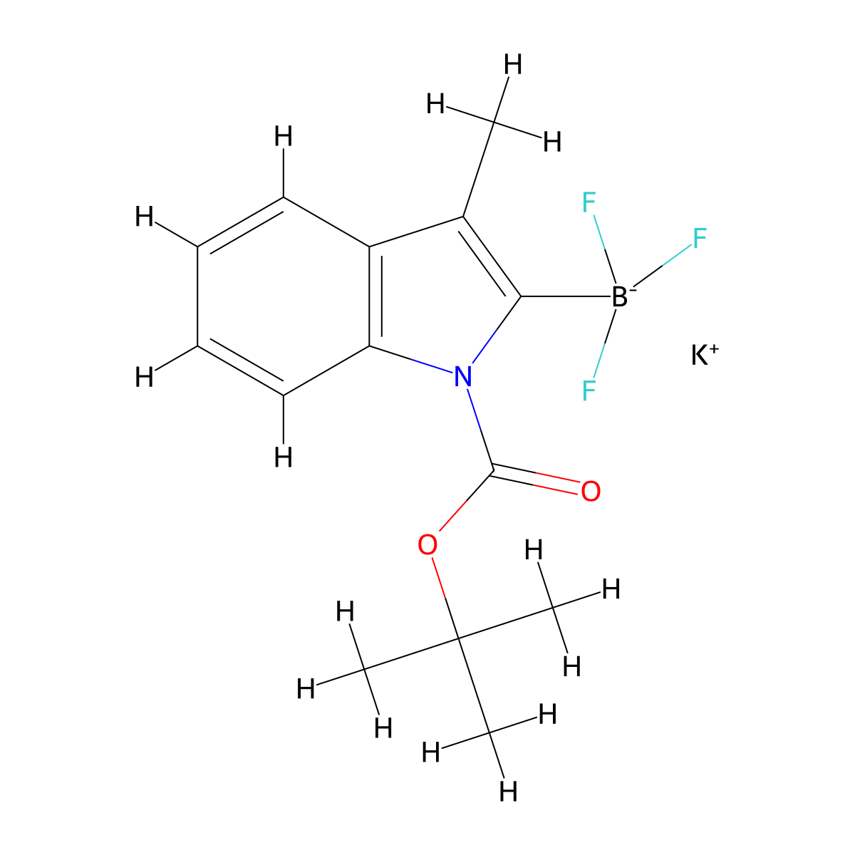 potassium {1-[(tert-butoxy)carbonyl]-3-methyl-1H-indol-2-yl}trifluoroboranuide molecular structure, CAS 2231784-59-9
