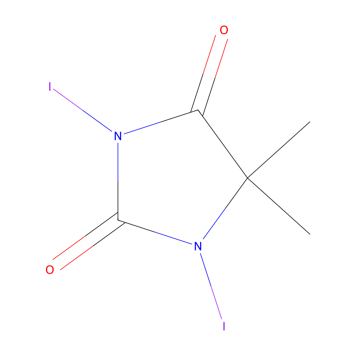 1,3-Diiodo-5,5-dimethylimidazolidine-2,4-dione molecular structure, CAS 2232-12-4