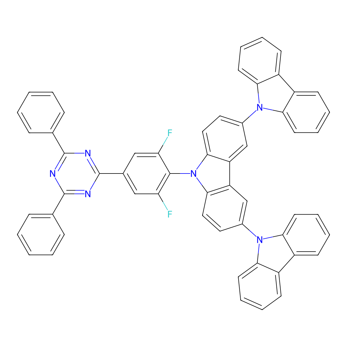 3,6-Di(carbazol-9-yl)-9-[4-(4,6-diphenyl-1,3,5-triazin-2-yl)-2,6-difluorophenyl]carbazole molecular structure, CAS 2232161-80-5