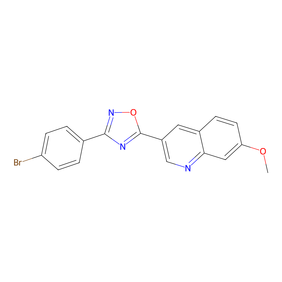 3-(4-Bromophenyl)-5-(7-methoxyquinolin-3-yl)-1,2,4-oxadiazole molecular structure, CAS 2232180-74-2