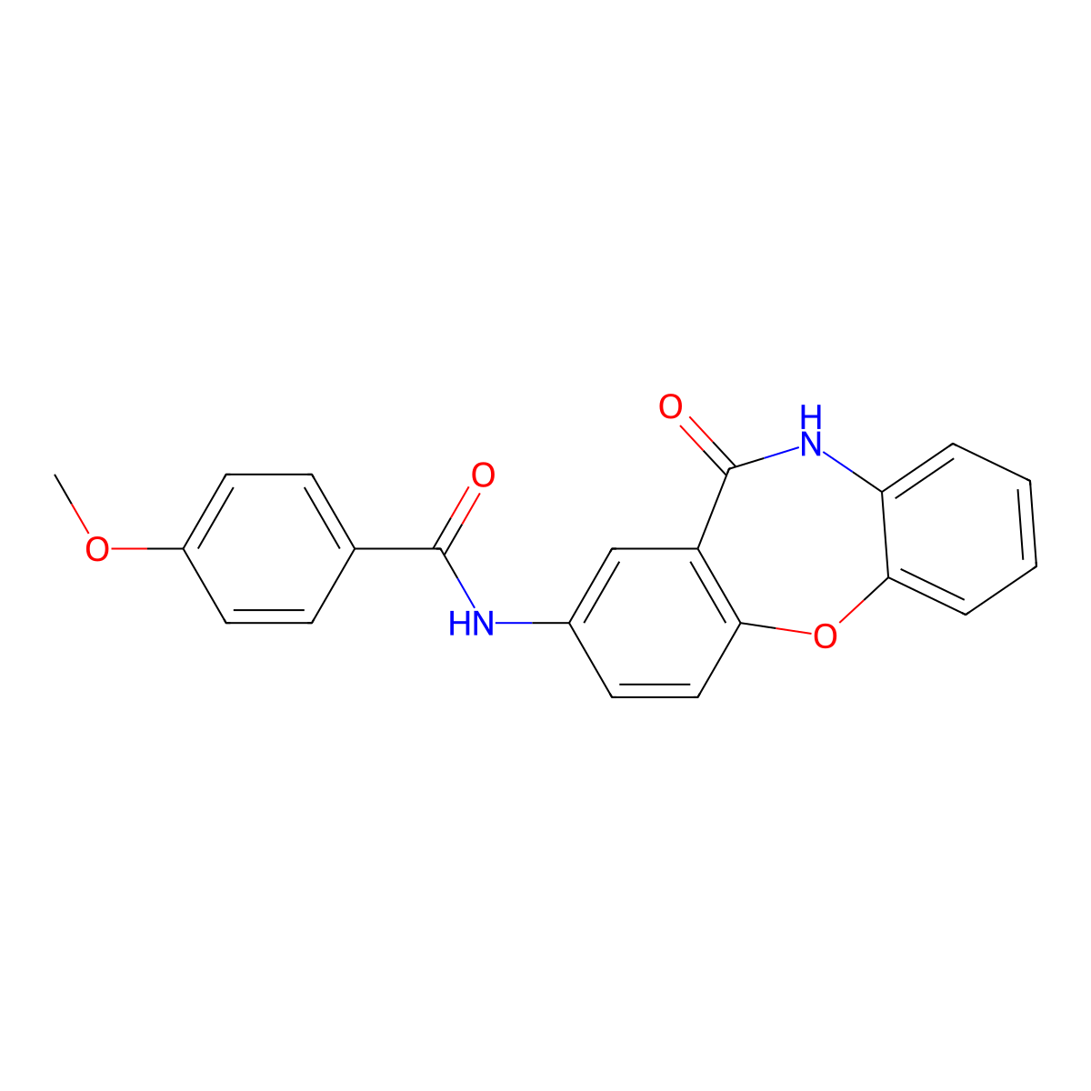4-methoxy-N-(11-oxo-10,11-dihydrodibenzo[b,f][1,4]oxazepin-2-yl)benzamide molecular structure, CAS 223261-51-6