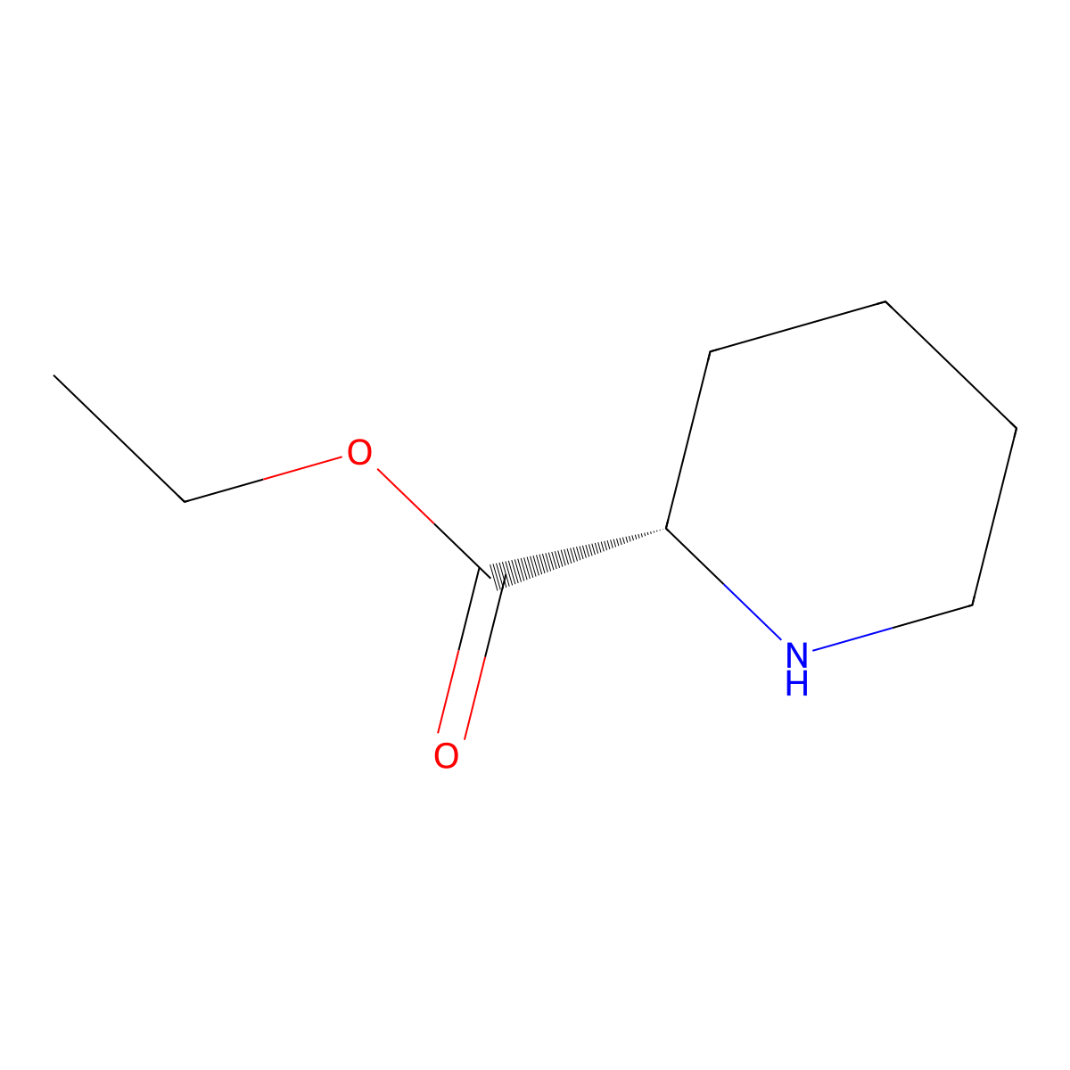 Ethyl (2S)-2-piperidinecarboxylate molecular structure, CAS 22328-78-5