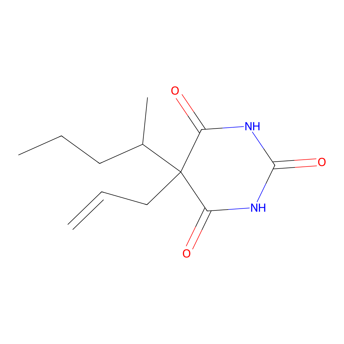 5-((1R)-1-Methylbutyl)-5-(2-propen-1-yl)-2,4,6(1H,3H,5H)-pyrimidinetrione molecular structure, CAS 22328-94-5