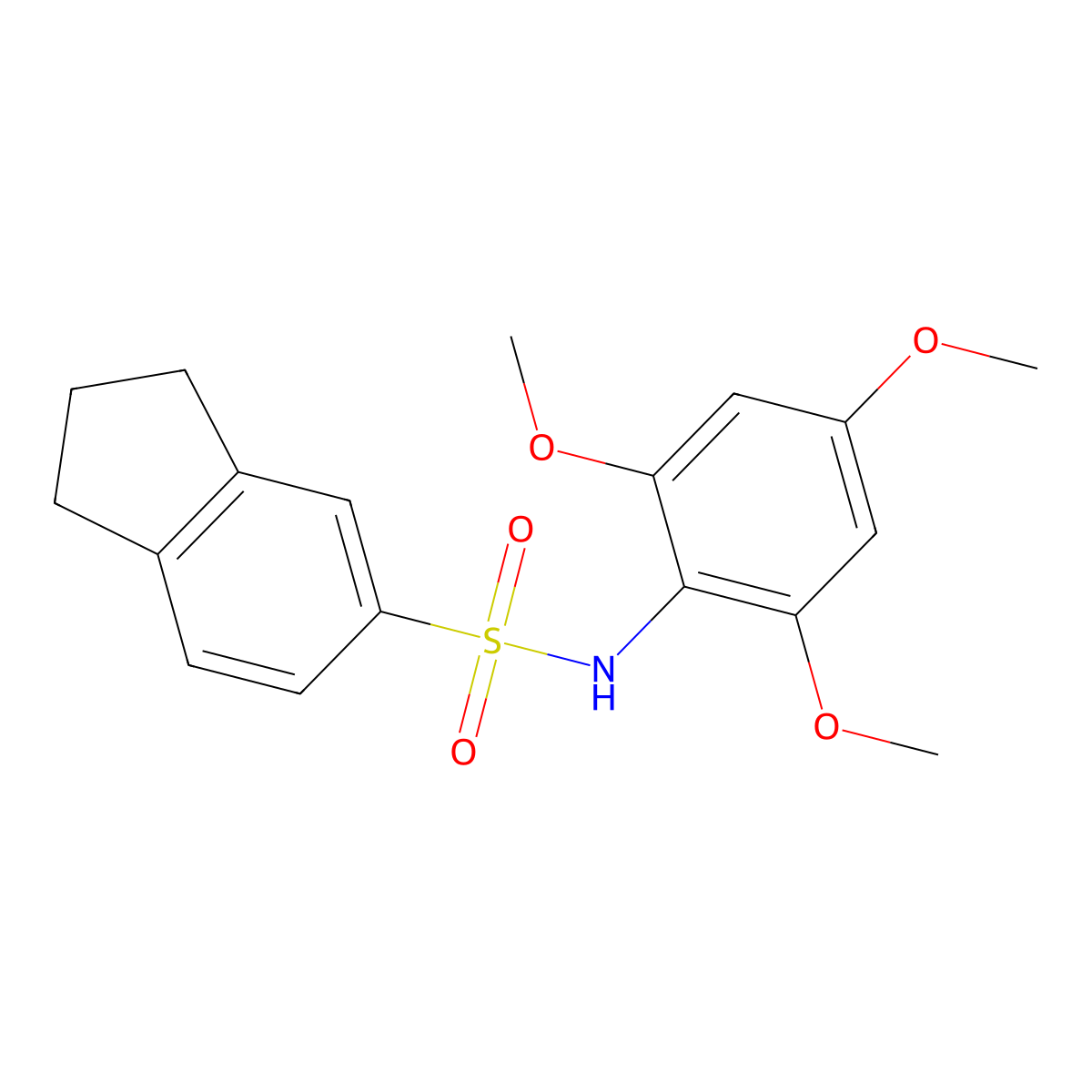 N-(2,4,6-trimethoxyphenyl)indane-5-sulfonamide molecular structure, CAS 2232877-40-4