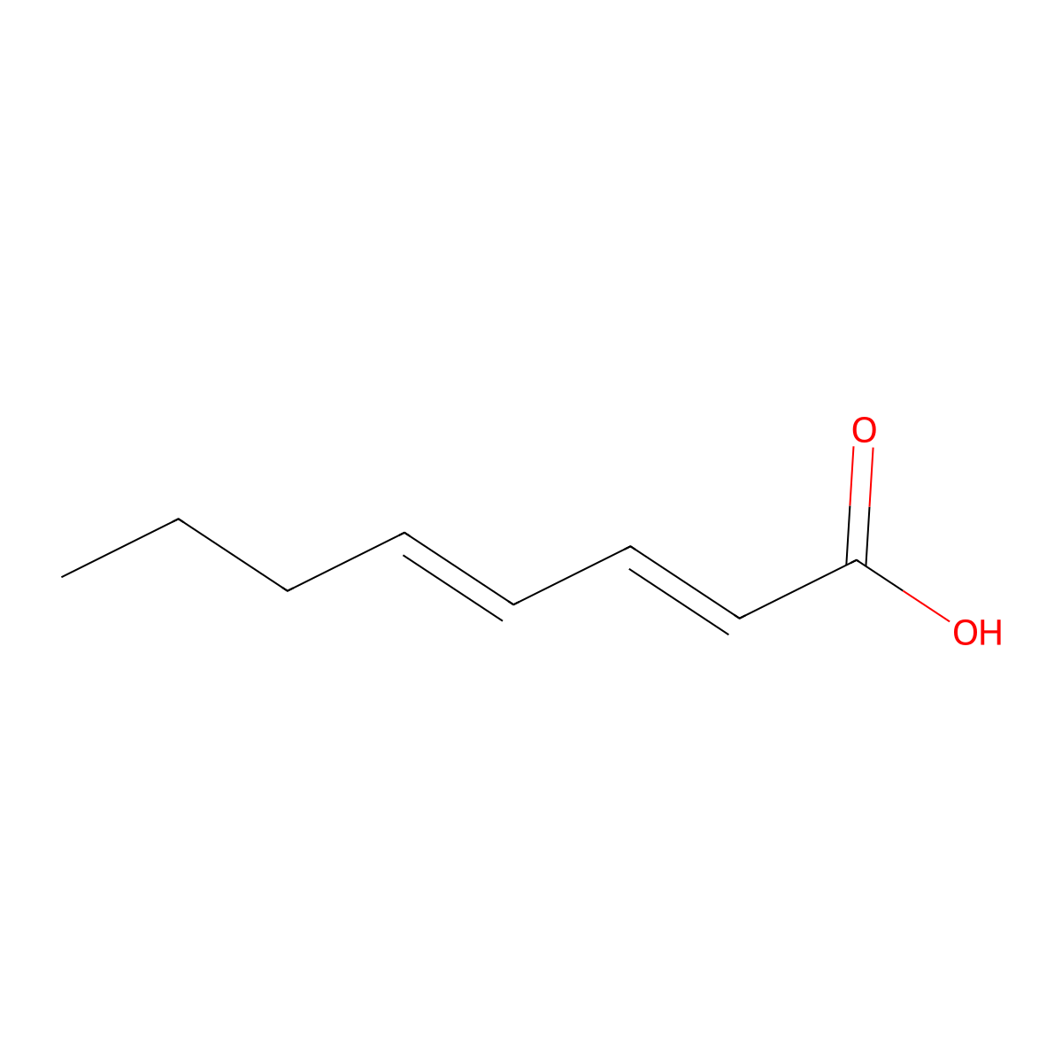 Octadienoic acid molecular structure, CAS 22329-75-5