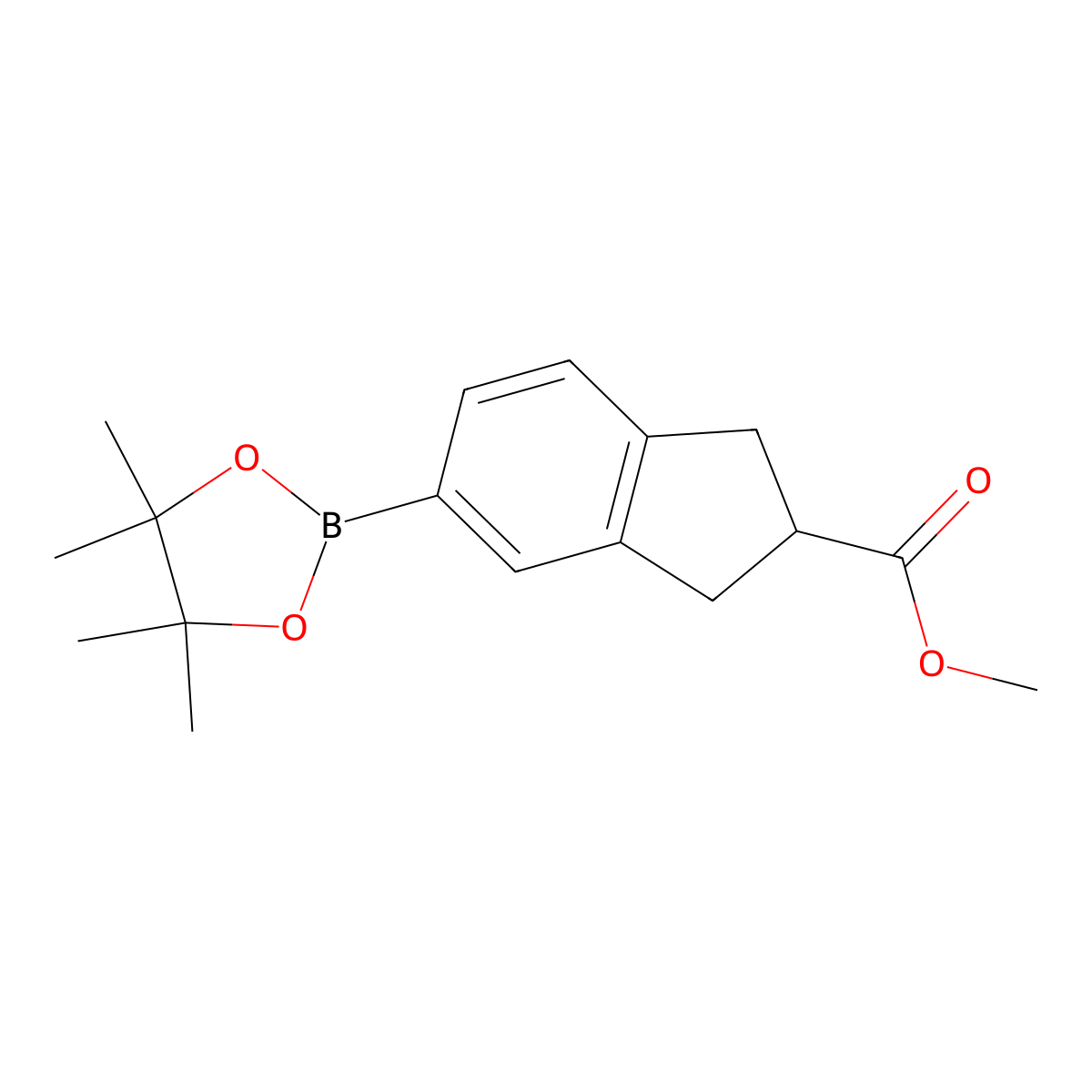 Methyl 5-(4,4,5,5-tetramethyl-1,3,2-dioxaborolan-2-YL)-2,3-dihydro-1H-indene-2-carboxylate molecular structure, CAS 2233567-24-1