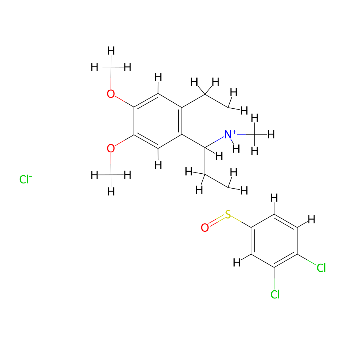 Isoquinoline, 1-(2-((3,4-dichlorophenyl)sulfinyl)ethyl)-1,2,3,4-tetrahydro-6,7-dimethoxy-2-methyl-, hydrochloride molecular structure, CAS 22336-78-3