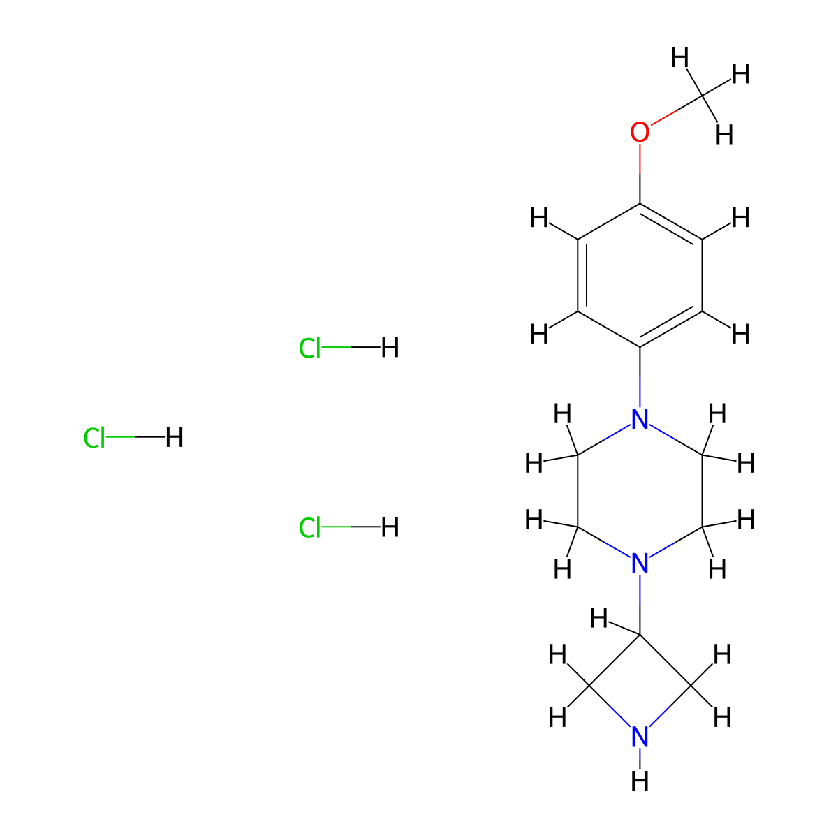 1-(Azetidin-3-yl)-4-(4-methoxyphenyl)piperazine trihydrochloride molecular structure, CAS 223381-99-5