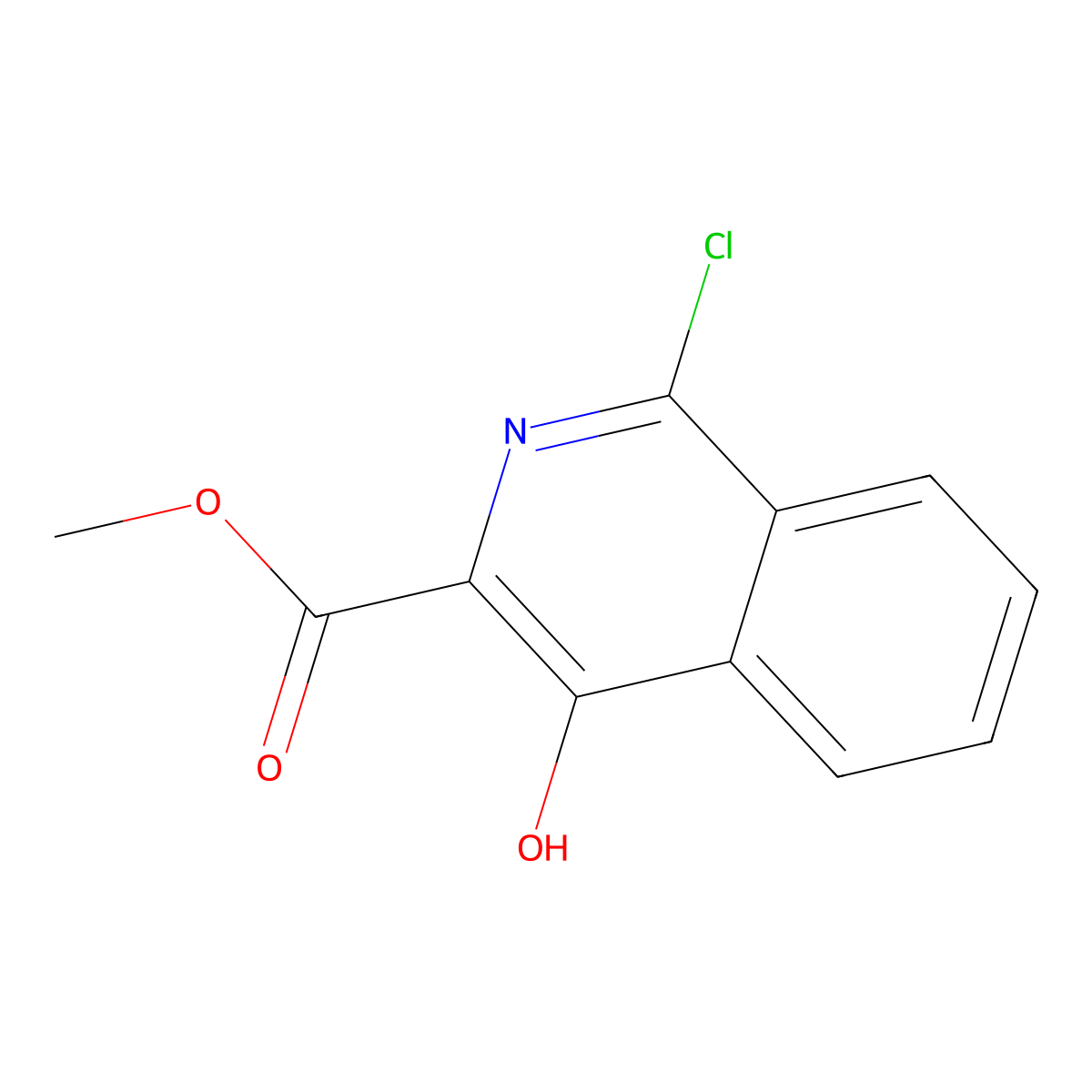 Methyl 1-chloro-4-hydroxyisoquinoline-3-carboxylate molecular structure, CAS 223388-20-3