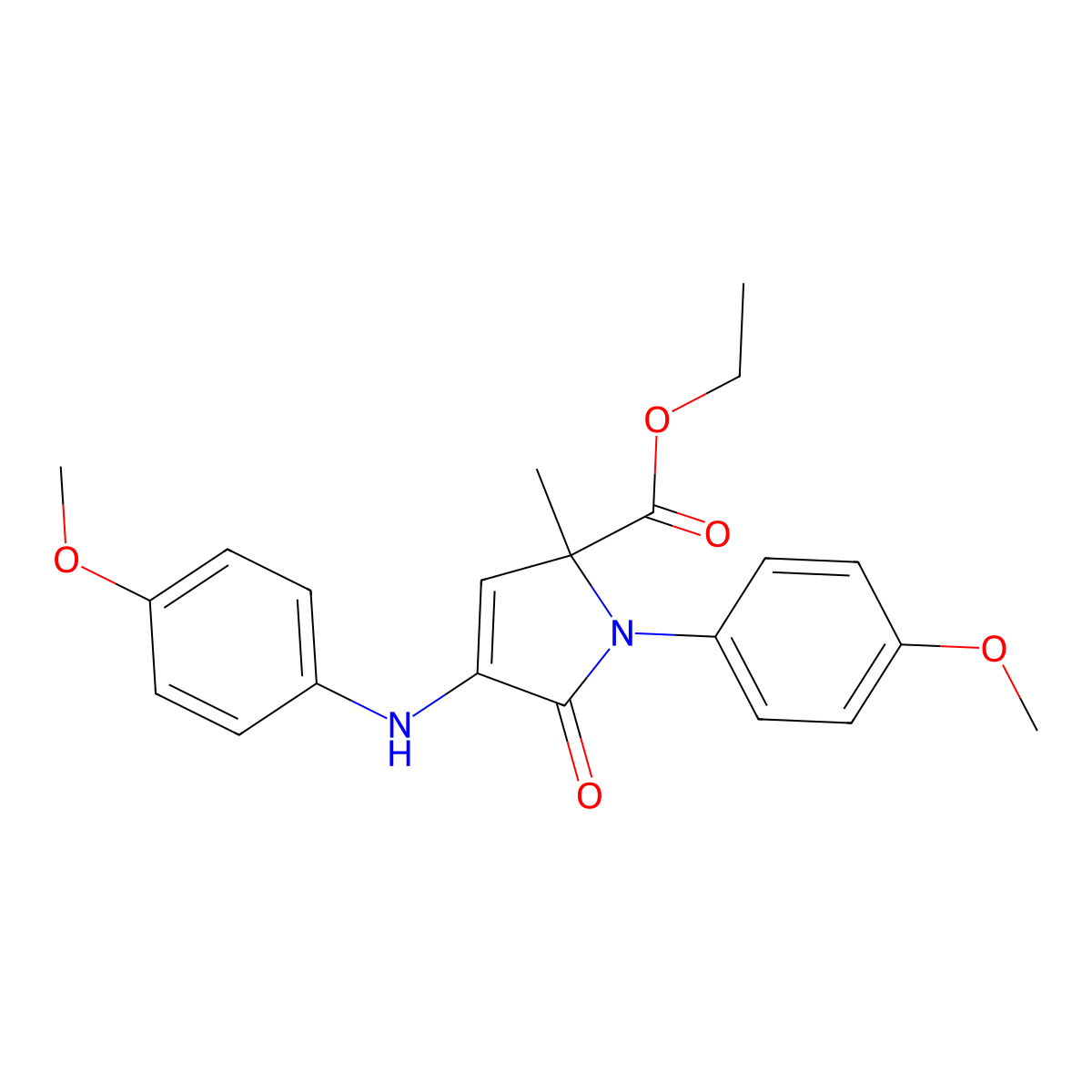 ethyl 1-(4-methoxyphenyl)-4-[(4-methoxyphenyl)amino]-2-methyl-5-oxo-2,5-dihydro-1H-pyrrole-2-carboxylate molecular structure, CAS 223392-81-2