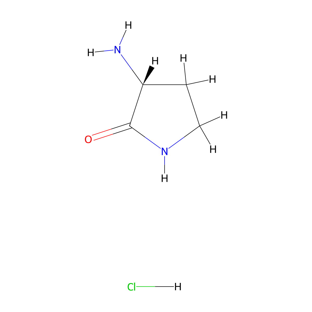 (R)-3-aminopyrrolidin-2-one hydrochloride molecular structure, CAS 223407-19-0