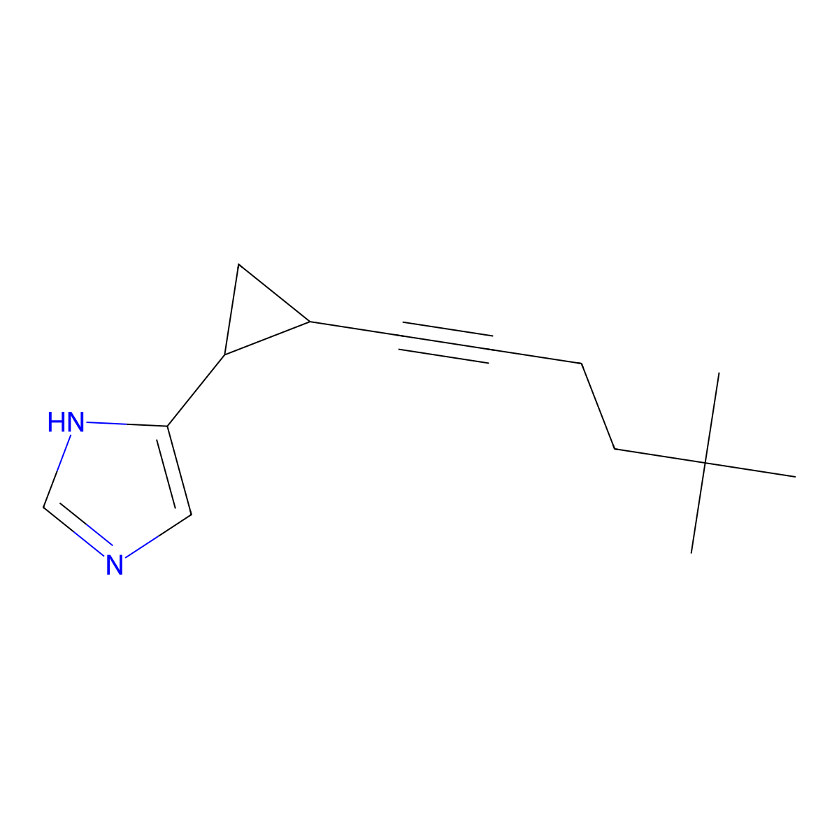 1H-Imidazole, 4-((1S,2S)-2-(5,5-dimethyl-1-hexynyl)cyclopropyl)- molecular structure, CAS 223420-11-9