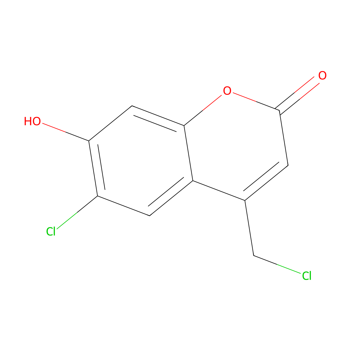 6-chloro-4-(chloromethyl)-7-hydroxy-2H-chromen-2-one molecular structure, CAS 223420-30-2