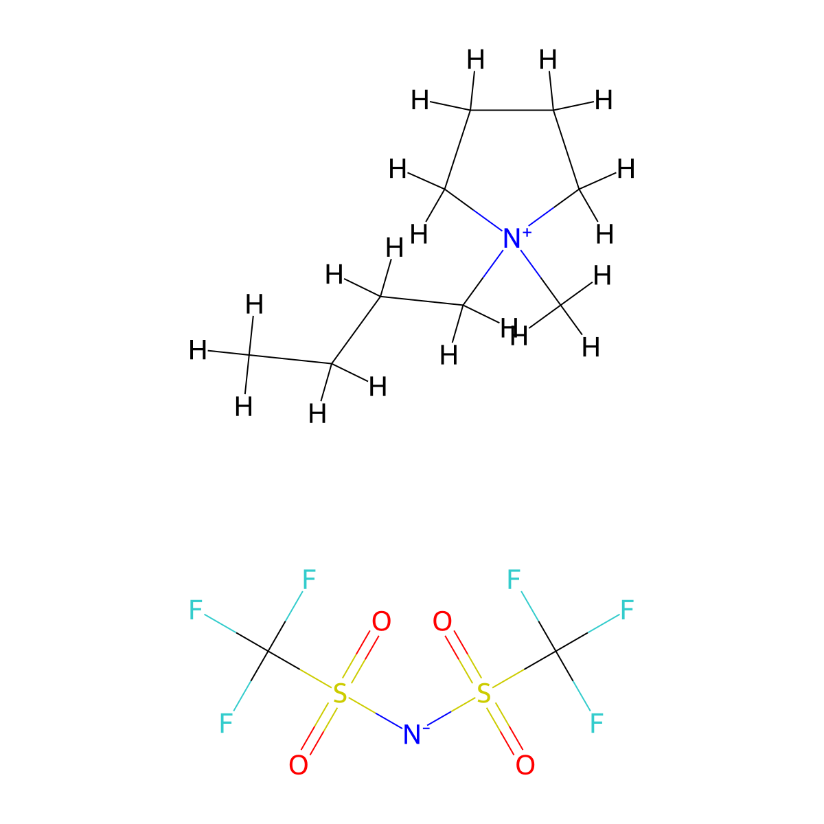 1-Butyl-1-methylpyrrolidinium bis(trifluoromethylsulfonyl)imide molecular structure, CAS 223437-11-4