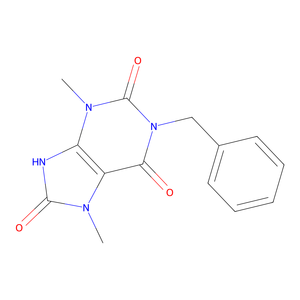 1-benzyl-8-hydroxy-3,7-dimethyl-1H-purine-2,6(3H,7H)-dione molecular structure, CAS 223444-18-6