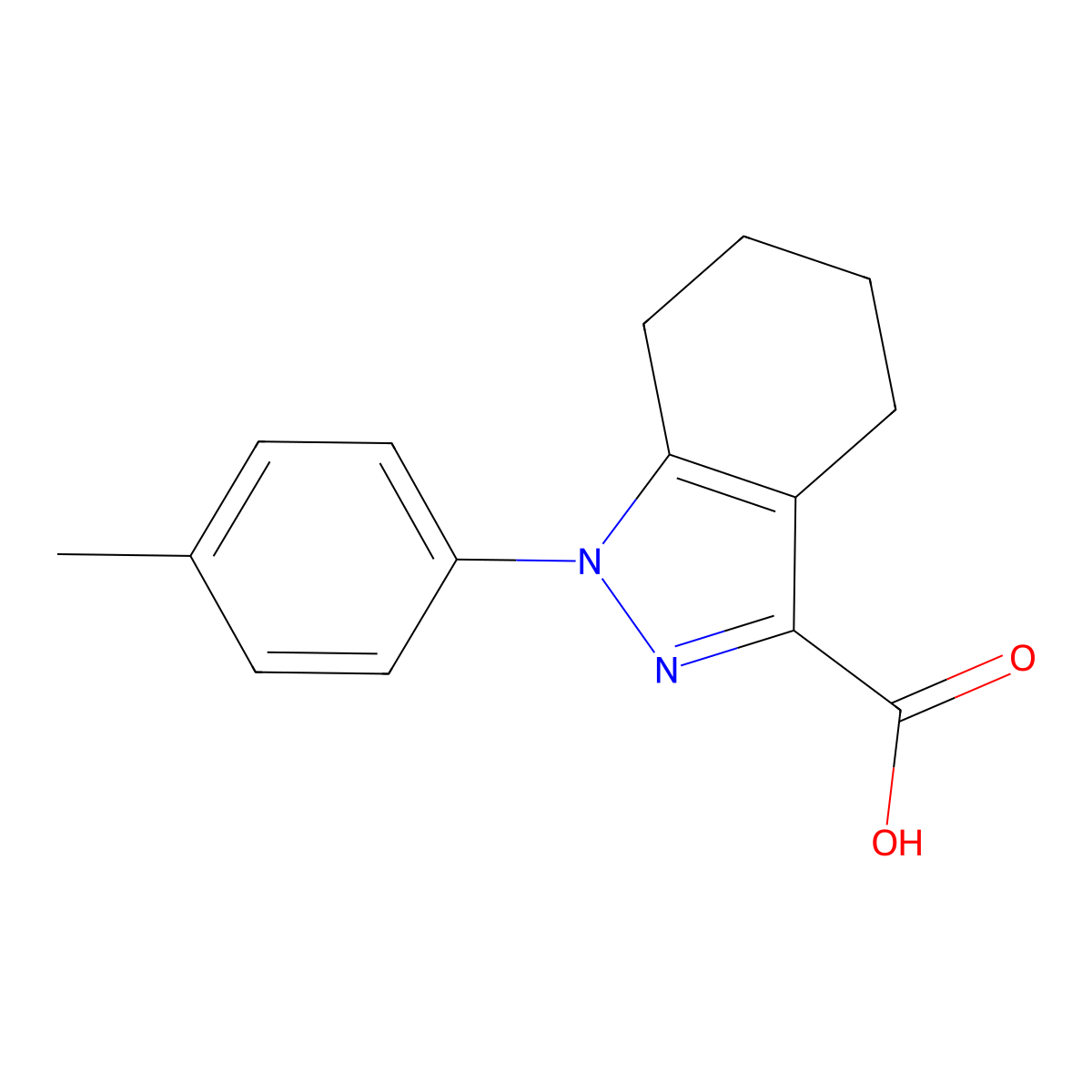 1-(4-methylphenyl)-4,5,6,7-tetrahydro-1H-indazole-3-carboxylic acid molecular structure, CAS 223444-60-8