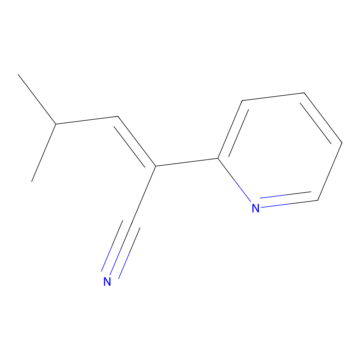 alpha-(2-Methylpropylidene)pyridine-2-acetonitrile molecular structure, CAS 22346-07-2