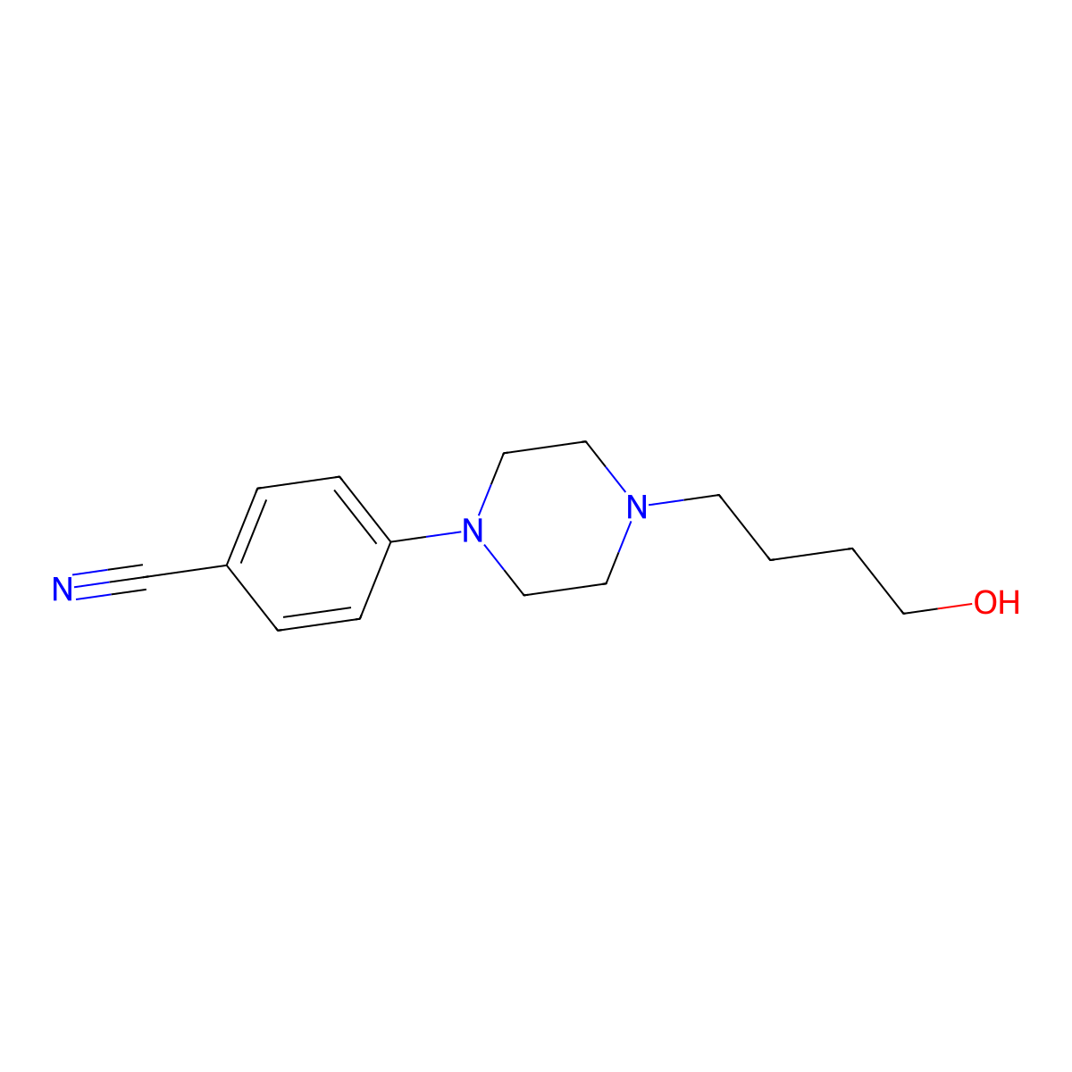 4-(4-(4-Hydroxybutyl)piperazin-1-yl)benzonitrile molecular structure, CAS 223461-46-9