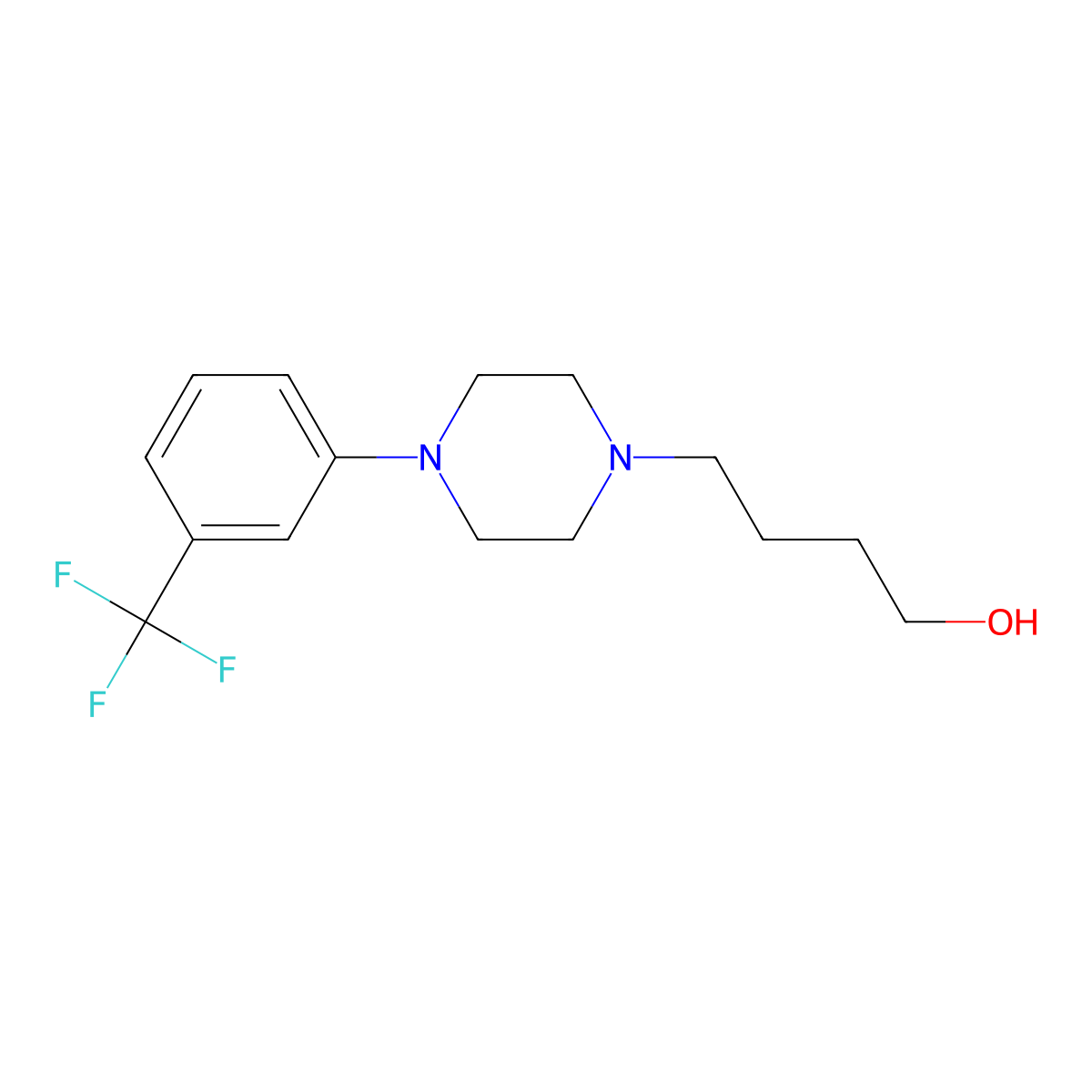 4-(4-(3-(Trifluoromethyl)phenyl)piperazin-1-yl)butan-1-ol molecular structure, CAS 223461-49-2