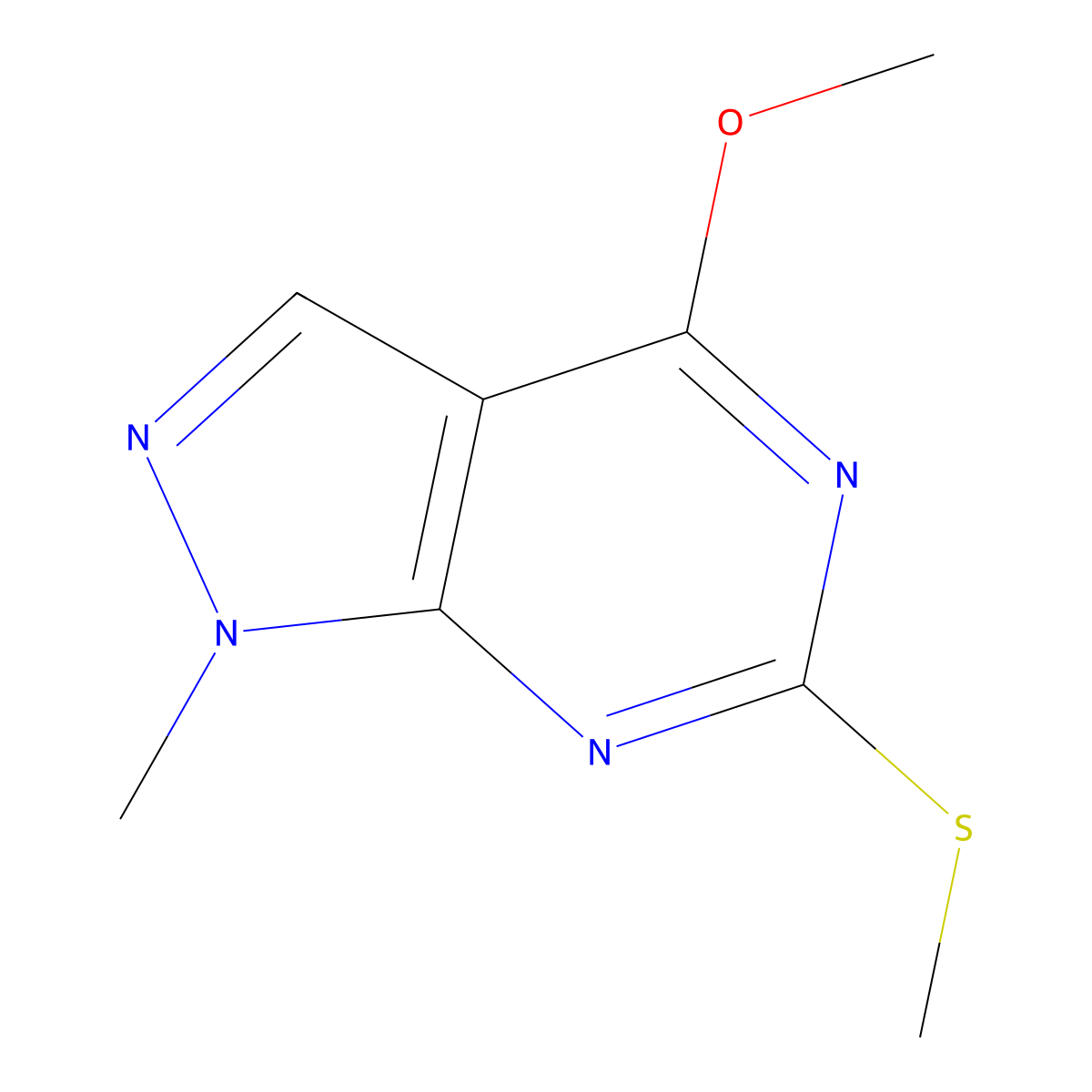 4-Methoxy-1-methyl-6-(methylthio)-1h-pyrazolo[3,4-d]pyrimidine molecular structure, CAS 223464-70-8