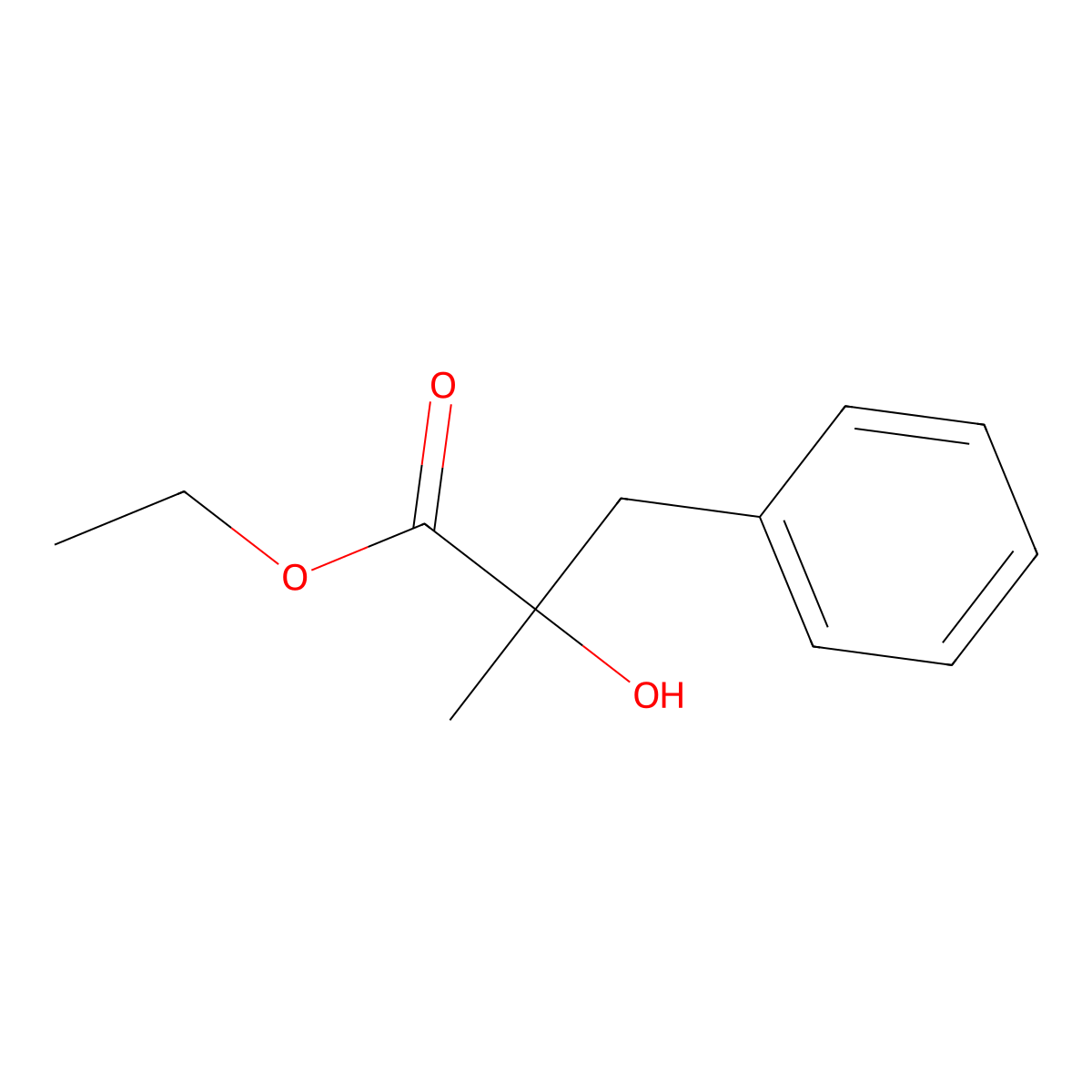 Ethyl alpha-hydroxy-alpha-methylbenzenepropanoate molecular structure, CAS 223480-34-0