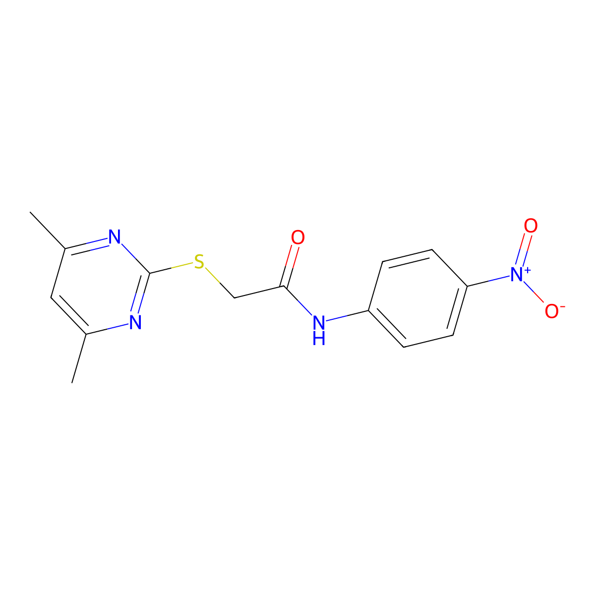 2-(4,6-dimethylpyrimidin-2-yl)sulfanyl-N-(4-nitrophenyl)acetamide molecular structure, CAS 223485-52-7