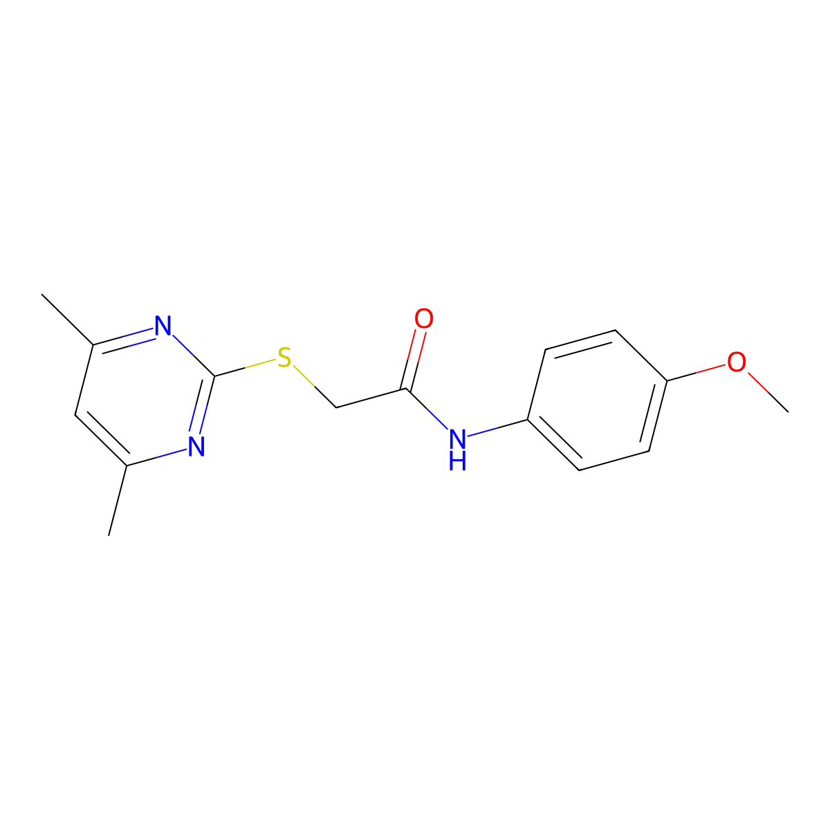 2-[(4,6-dimethylpyrimidin-2-yl)sulfanyl]-N-(4-methoxyphenyl)acetamide molecular structure, CAS 223485-53-8