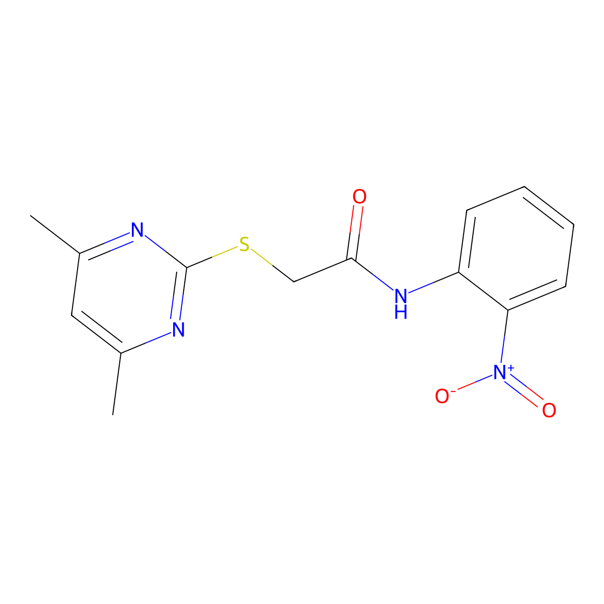 2-[(4,6-dimethylpyrimidin-2-yl)sulfanyl]-N-(2-nitrophenyl)acetamide molecular structure, CAS 223485-55-0