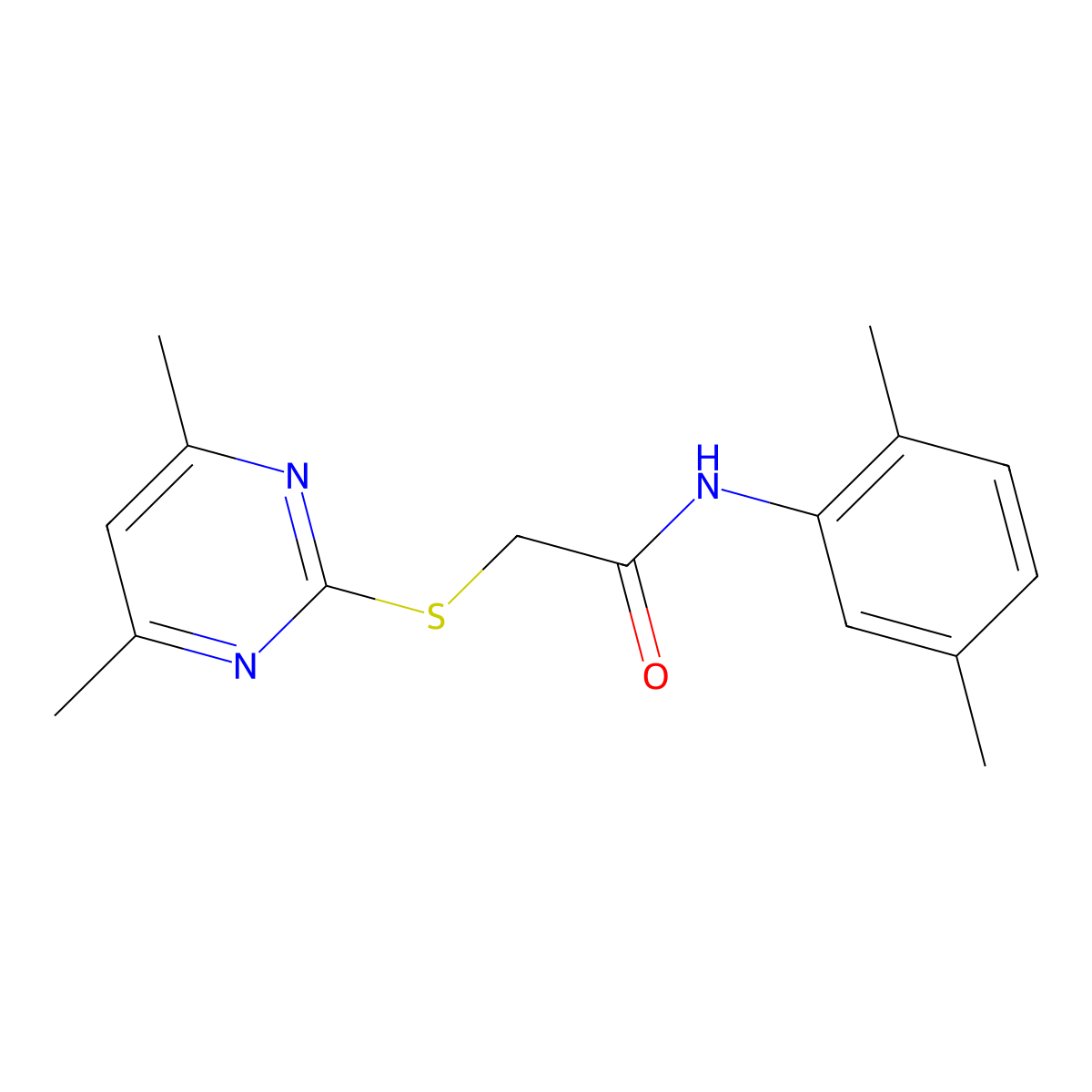 N-(2,5-dimethylphenyl)-2-(4,6-dimethylpyrimidin-2-yl)sulfanylacetamide molecular structure, CAS 223485-58-3