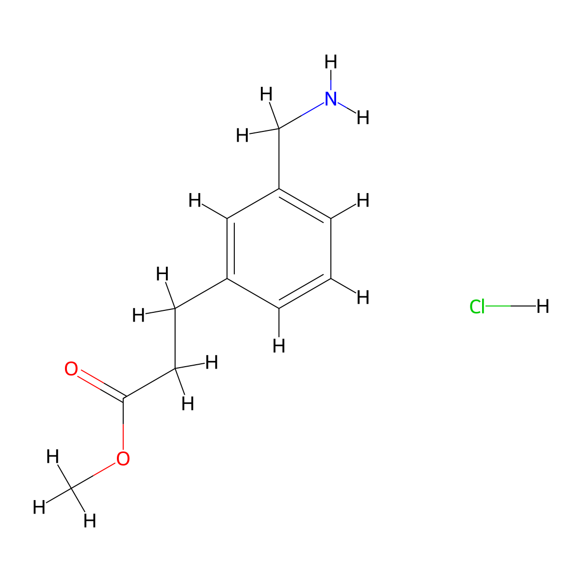 Methyl 3-(3-(aminomethyl)phenyl)propanoate hydrochloride molecular structure, CAS 223490-68-4