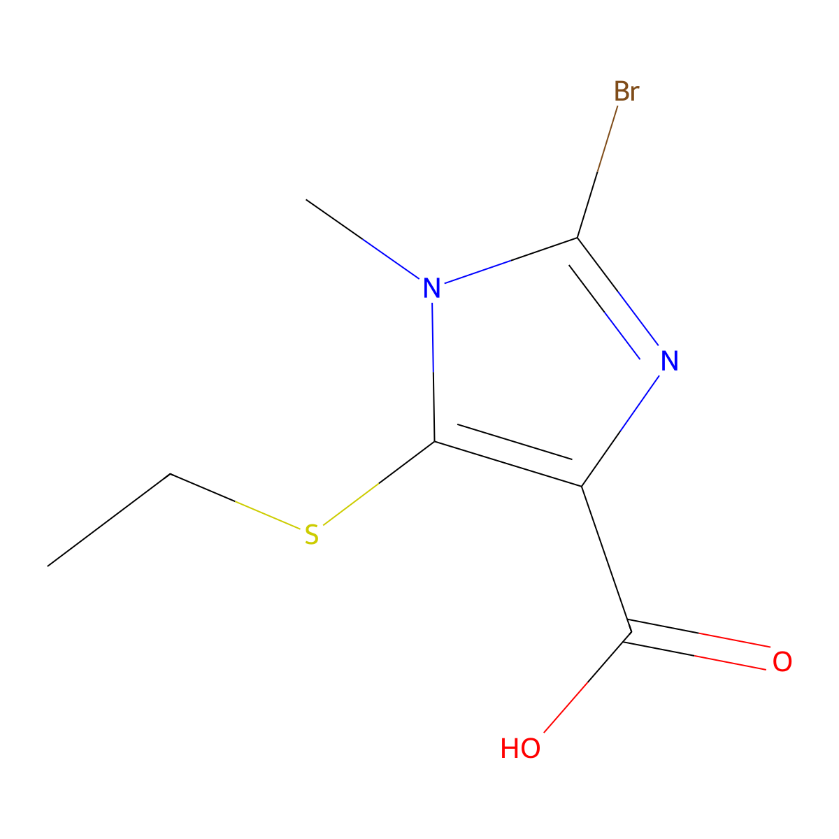 2-Bromo-5-(ethylsulfanyl)-1-methylimidazole-4-carboxylic acid molecular structure, CAS 2234901-67-6