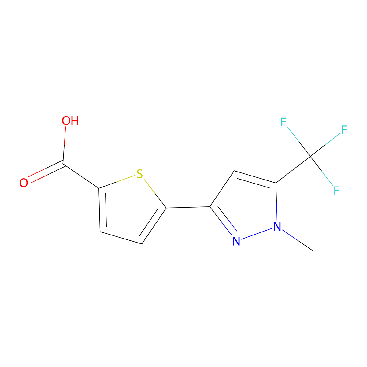 5-[1-methyl-5-(trifluoromethyl)pyrazol-3-yl]thiophene-2-carboxylic Acid molecular structure, CAS 223499-20-5