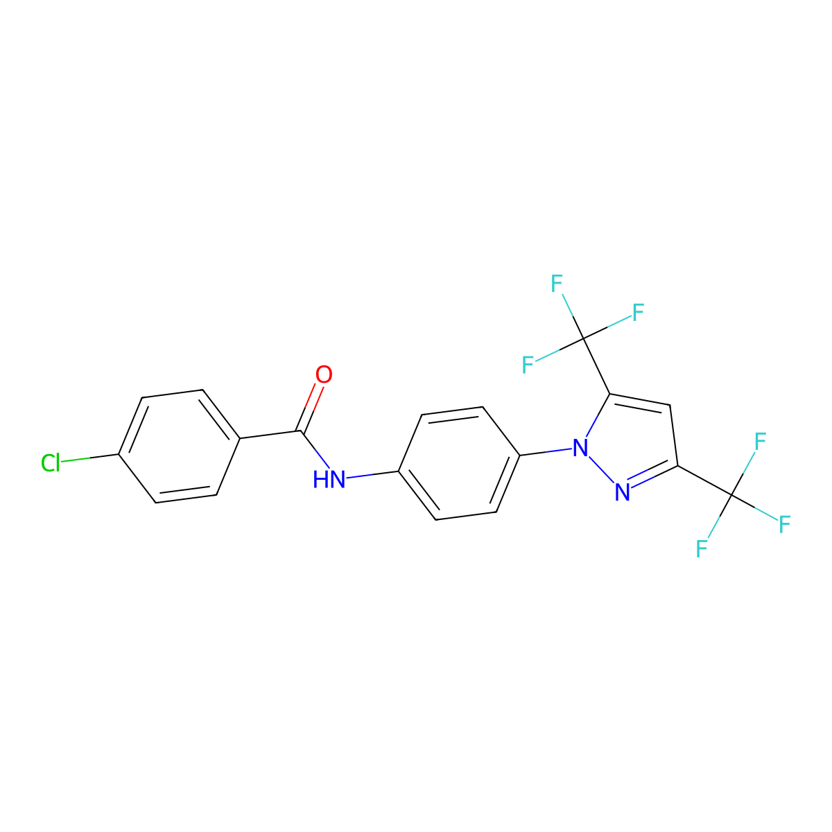 N-[4-[3,5-bis(trifluoromethyl)pyrazol-1-yl]phenyl]-4-chlorobenzamide molecular structure, CAS 223499-22-7