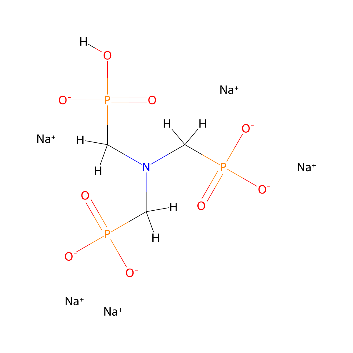 Pentasodium nitrilotris(methylenephosphonate) molecular structure, CAS 2235-43-0