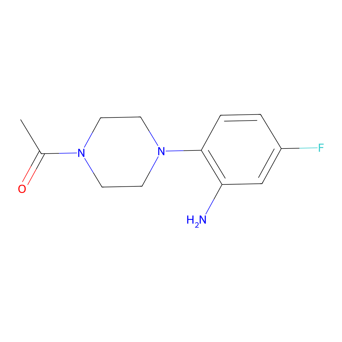 2-(4-Acetyl-piperazin-1-YL)-5-fluoroaniline molecular structure, CAS 223513-02-8