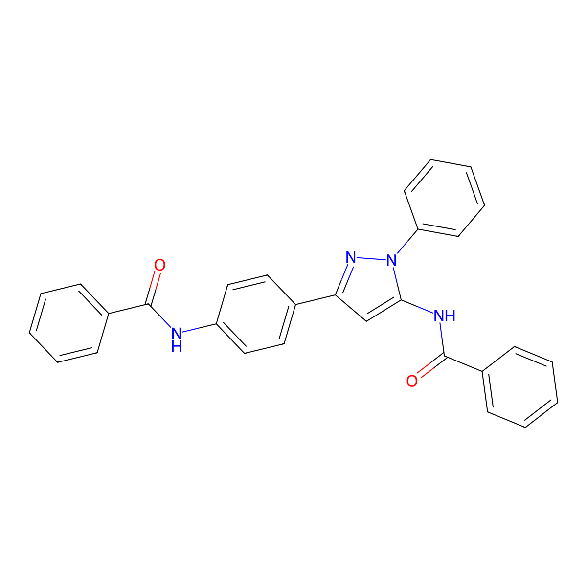 N-[4-(5-benzamido-1-phenylpyrazol-3-yl)phenyl]benzamide molecular structure, CAS 223518-55-6