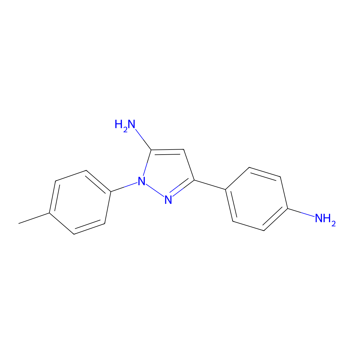 5-(4-Amino-phenyl)-2-p-tolyl-2H-pyrazol-3-ylamine molecular structure, CAS 223518-72-7