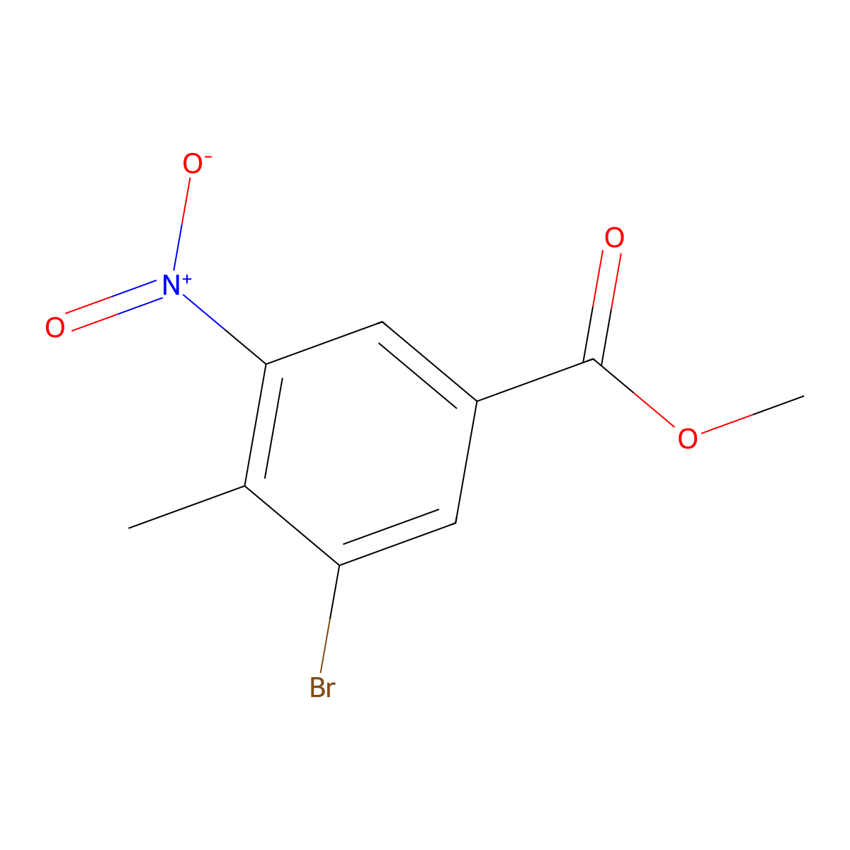 Methyl 3-bromo-4-methyl-5-nitrobenzoate molecular structure, CAS 223519-08-2