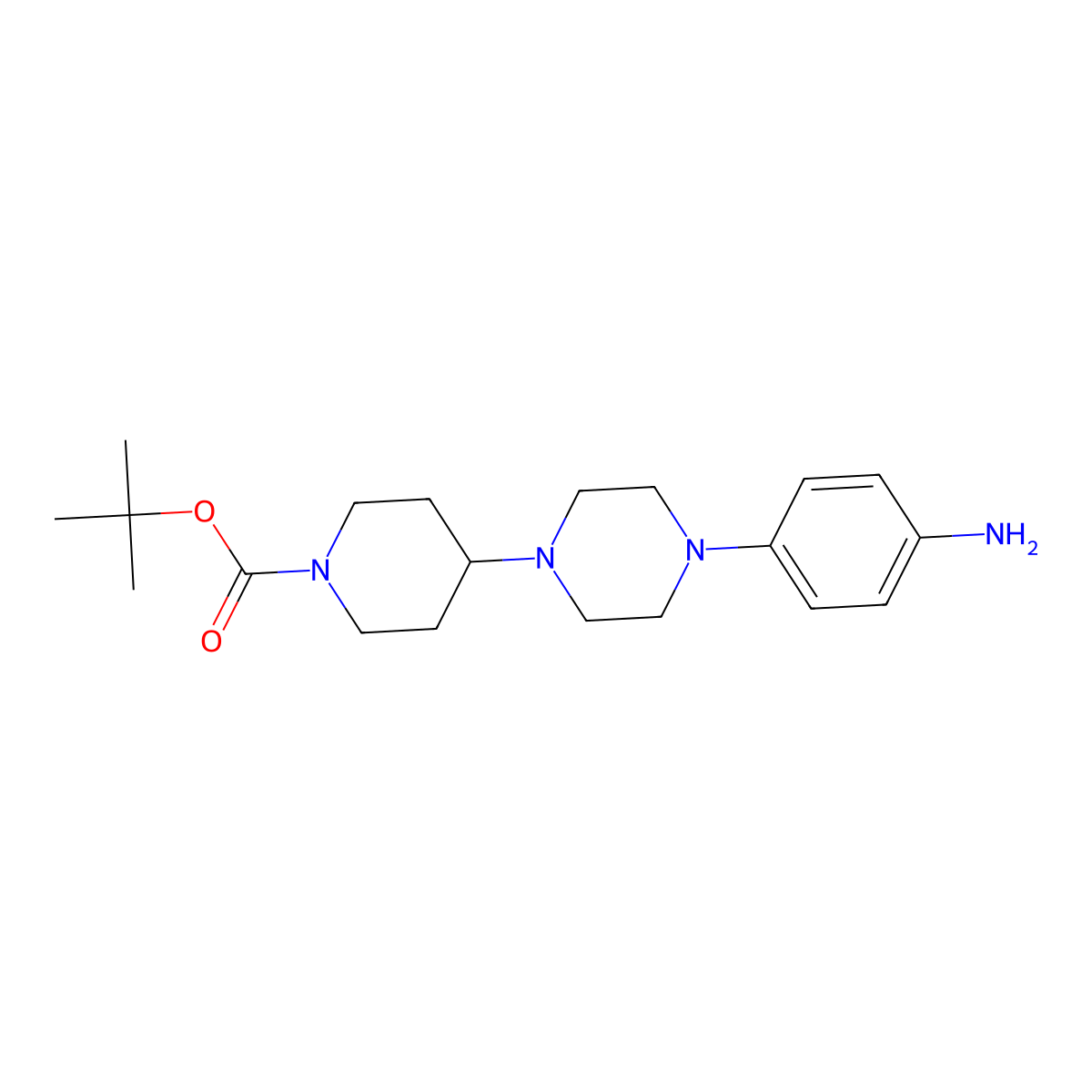 tert-Butyl 4-(4-(4-aminophenyl)piperazin-1-yl)piperidine-1-carboxylate molecular structure, CAS 223536-01-4