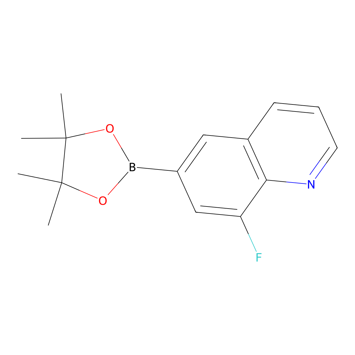 8-Fluoro-6-(4,4,5,5-tetramethyl-1,3,2-dioxaborolan-2-yl)quinoline molecular structure, CAS 2235386-14-6
