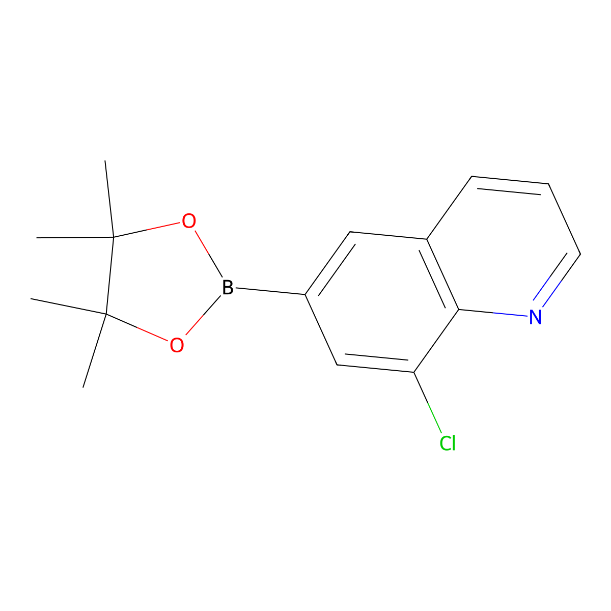 8-Chloro-6-(4,4,5,5-tetramethyl-1,3,2-dioxaborolan-2-yl)quinoline molecular structure, CAS 2235386-15-7