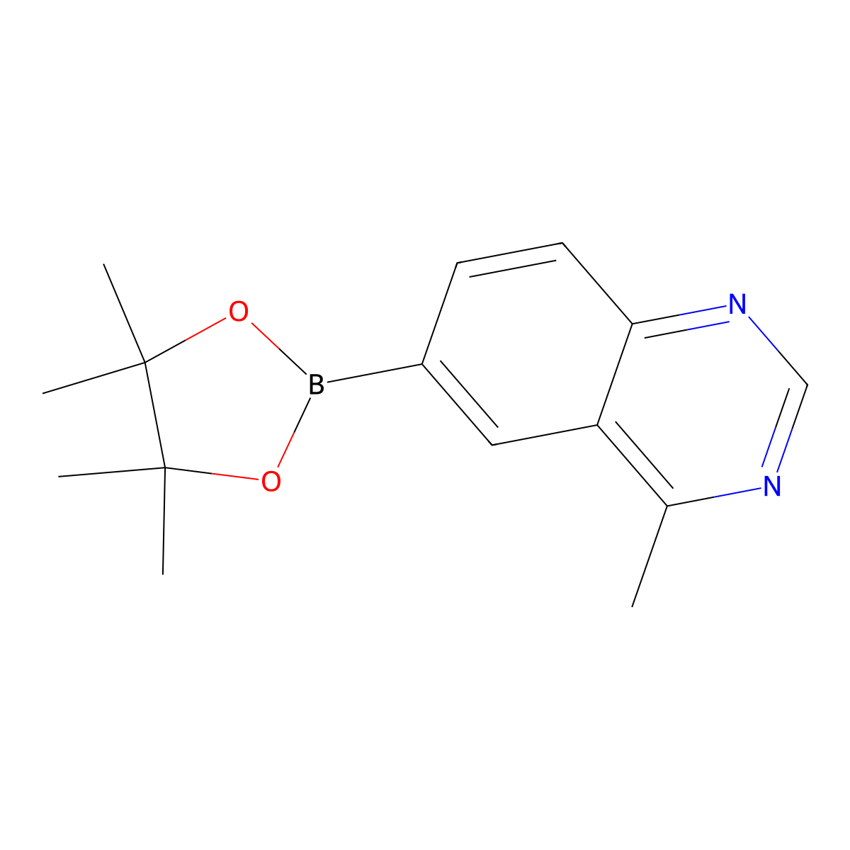 4-Methyl-6-(4,4,5,5-tetramethyl-1,3,2-dioxaborolan-2-yl)quinazoline molecular structure, CAS 2235386-28-2