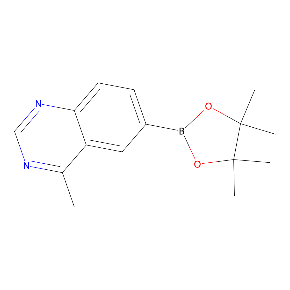 4-Methyl-6-(4,4,5,5-tetramethyl-1,3,2-dioxaborolan-2-yl)quinazoline molecular structure, CAS 2235386-28-2